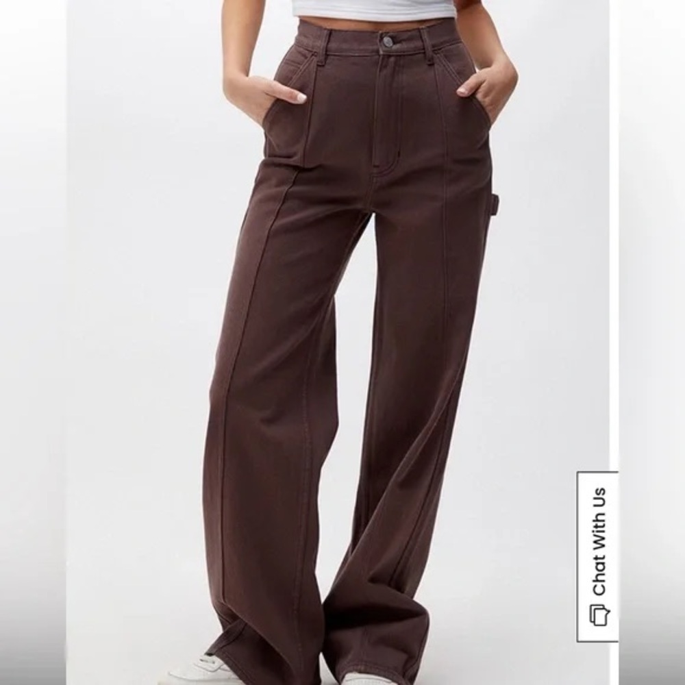 pacsun ultra highrise flare carpenter pant jeans - brown